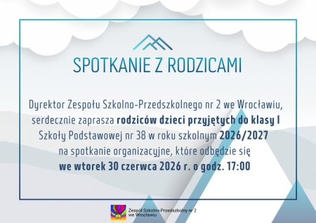 Spotkanie z rodzicami dzieci przyjętych do klas 1